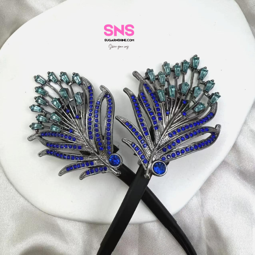 Hair Clip β Royal Sapphire Feather & Butterfly